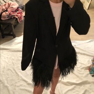 Black Blazer with Feathers